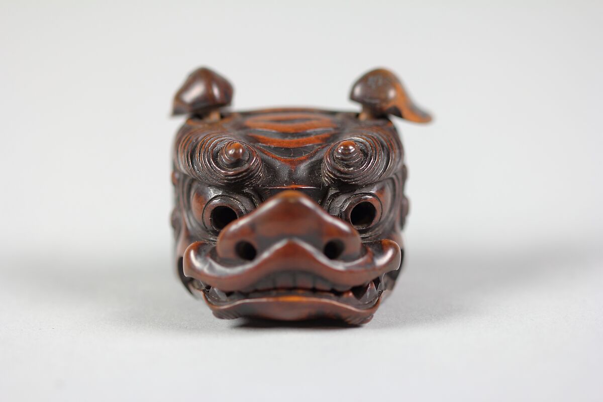 Netsuke of Lion Mask, Wood, Japan 