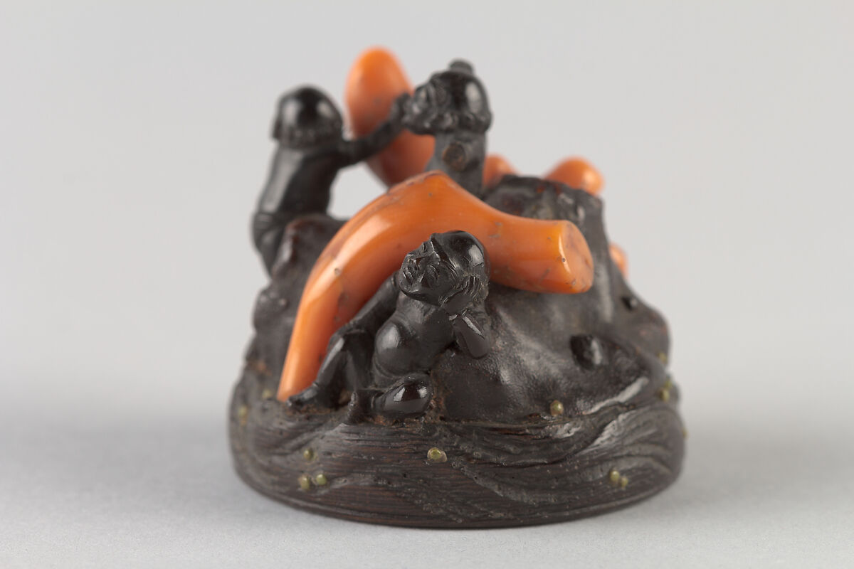 Netsuke, Wood and coral, Japan