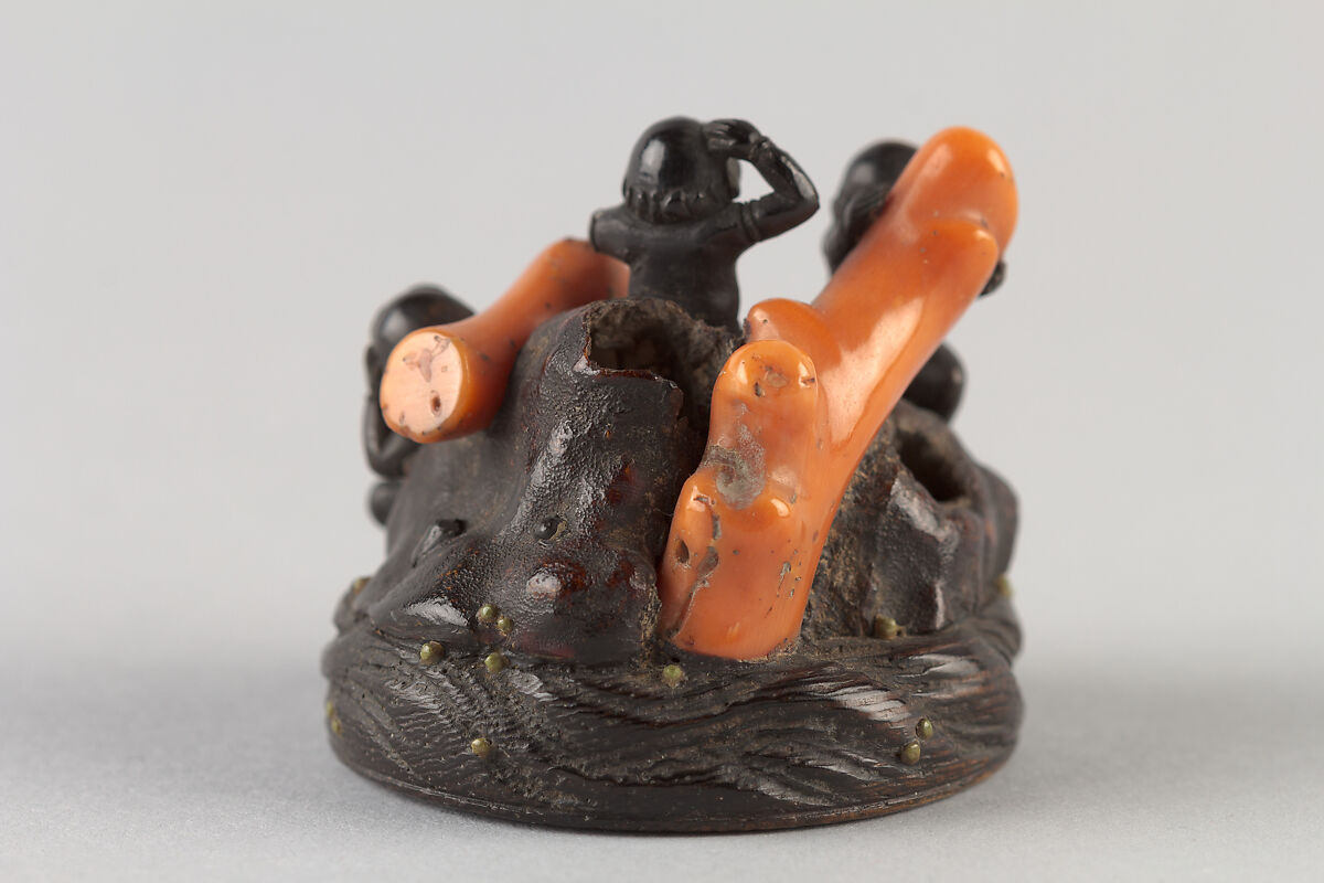 Netsuke, Wood and coral, Japan