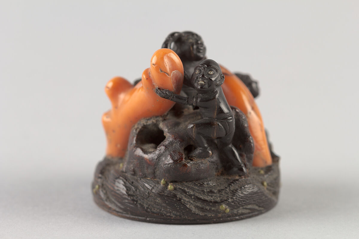 Netsuke, Wood and coral, Japan