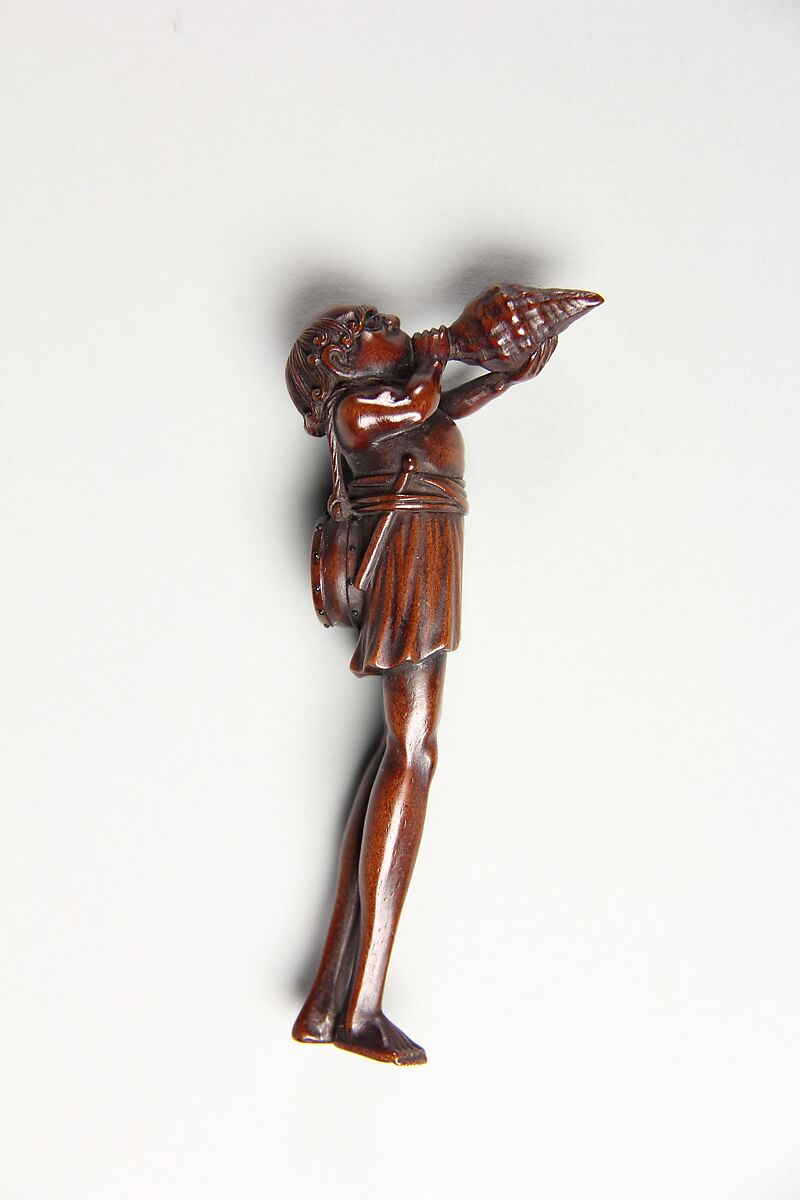 Netsuke of Ashinaga Blowing a Sea Horn, Wood, Japan