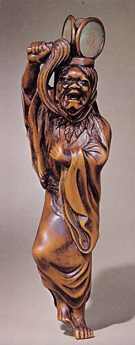 Netsuke of Old Woman Celebrating End of War (Dai Nippon Sensho o Iwau)
