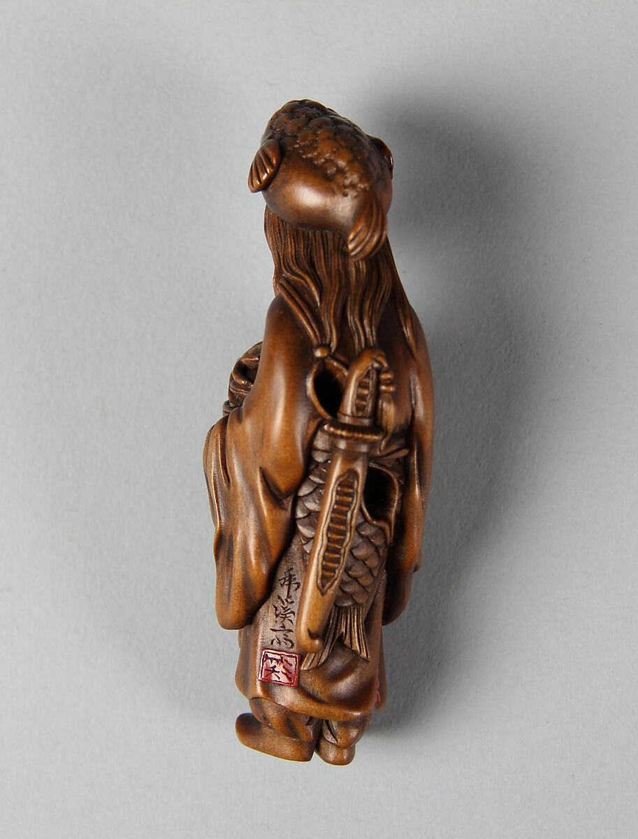 Netsuke: Daughter of Ryujin, the Dragon King of the Sea, Wood, Japan