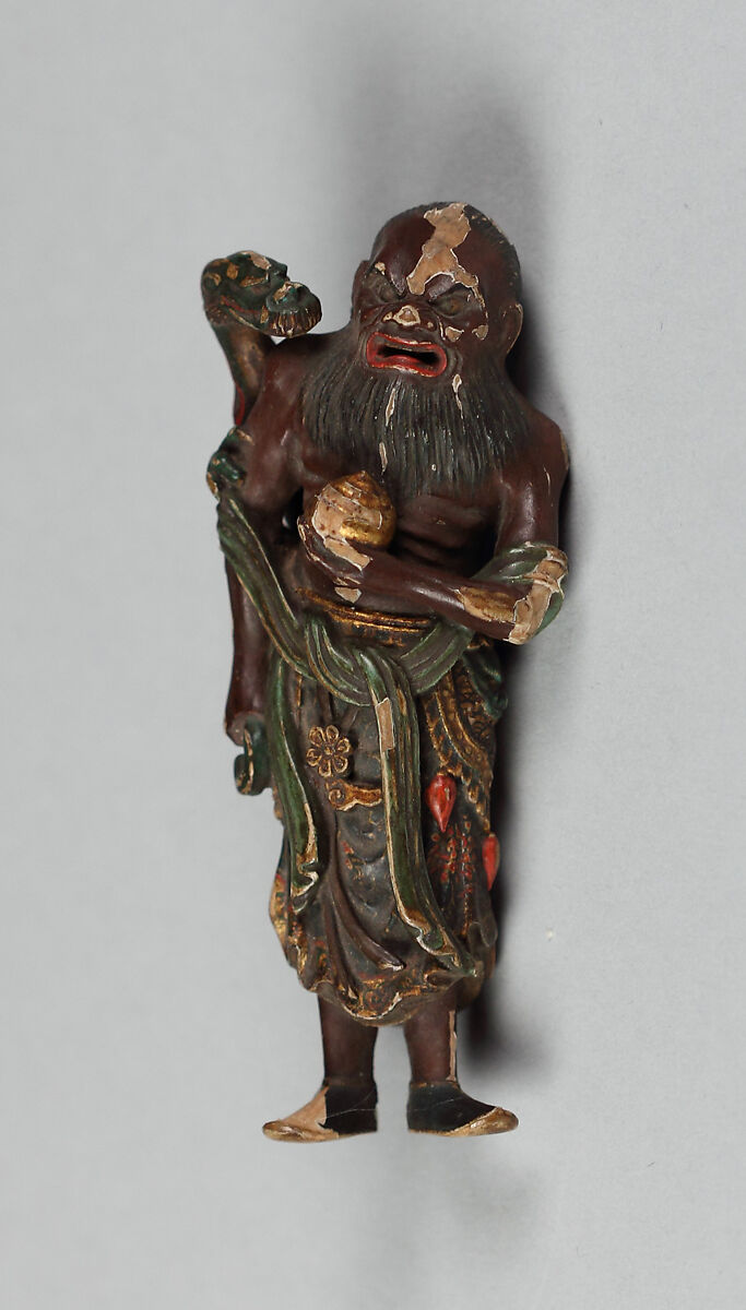 Netsuke of an Arhat, Wood-polychromed, Japan
