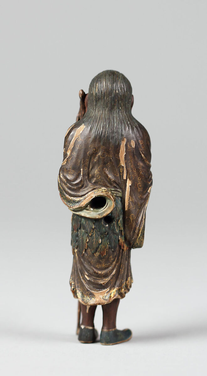 Netsuke of an Arhat, Wood-polychromed, Japan