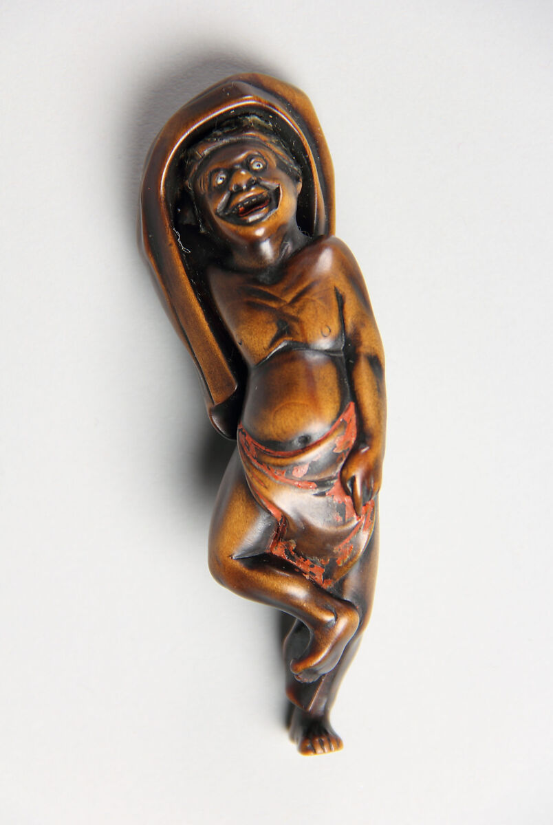 Netsuke, Wood inlaid and polychromed, Japan 