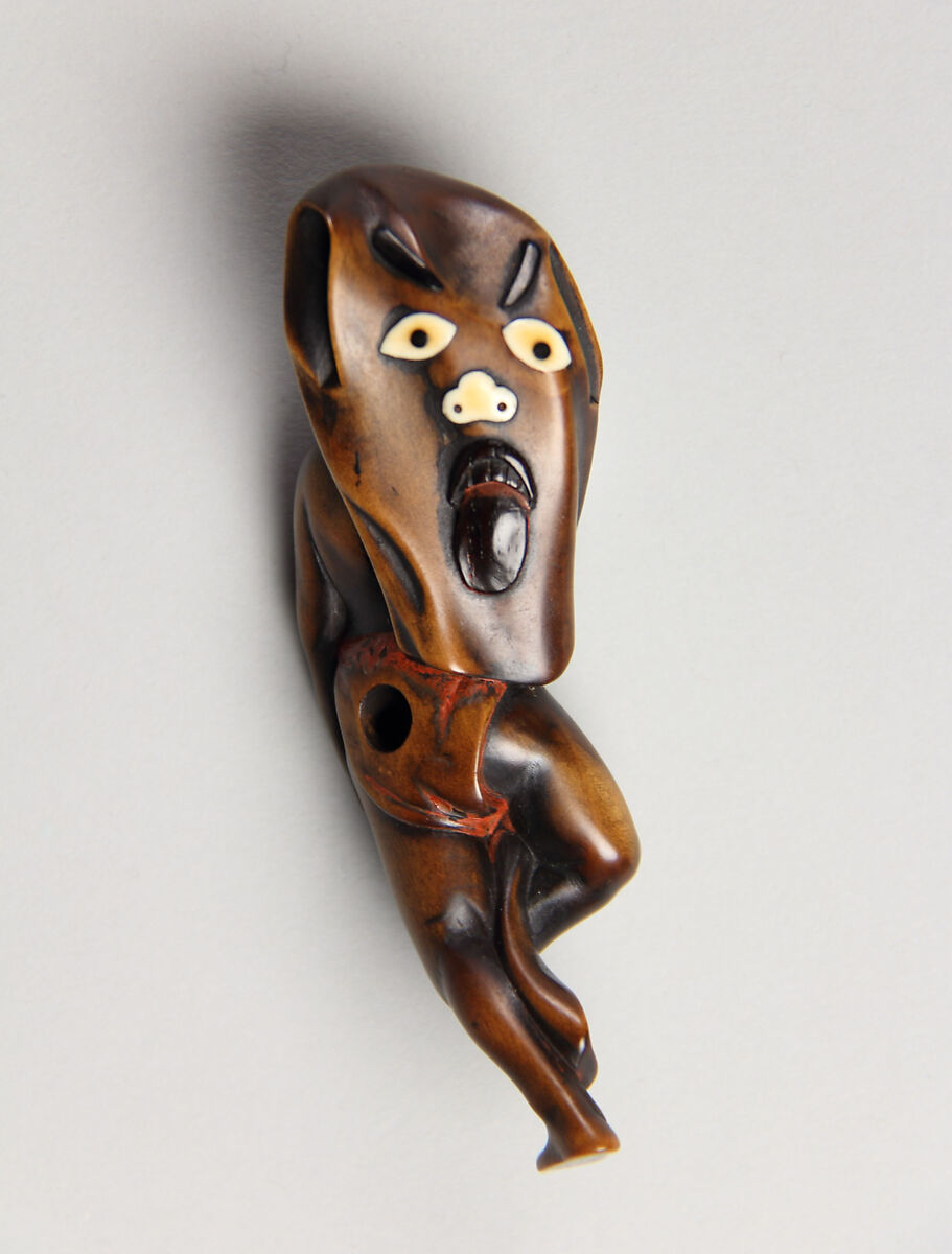 Netsuke, Wood inlaid and polychromed, Japan