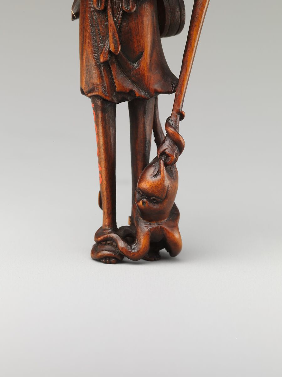 Netsuke of Ashinaga and Tenaga with an Octopus, Wood, Japan