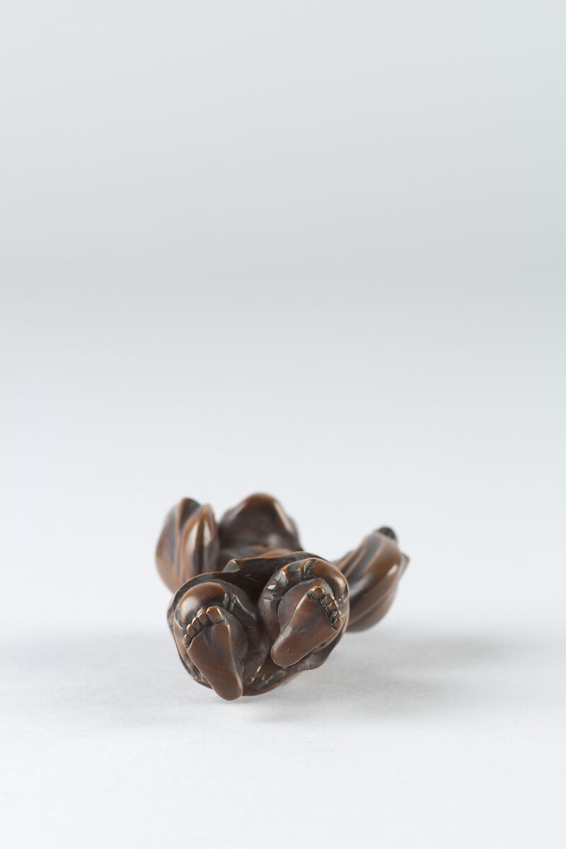 Netsuke of Boy Wearing a Mask, Wood, Japan