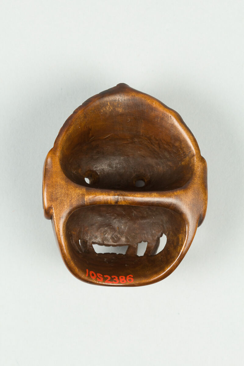 Netsuke of Grotesque Mask, Wood, Japan