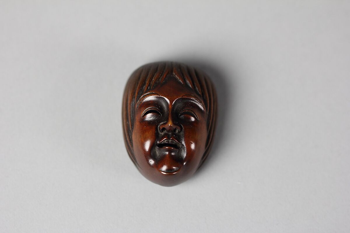 Netsuke of Noh Mask; Shōjō, Wood-dark brown, Japan 