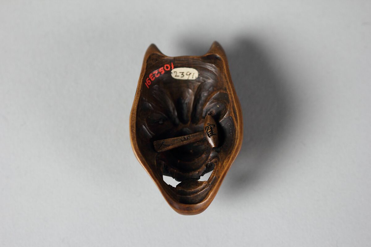 Netsuke of Noh Mask; Namanari, Wood, Japan
