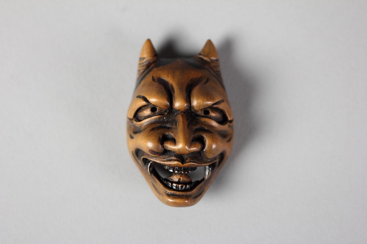 Netsuke of Noh Mask; Namanari, Wood, Japan 