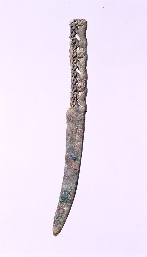 Knife with Zoomorphic Decoration, Bronze, Eastern Central Asia