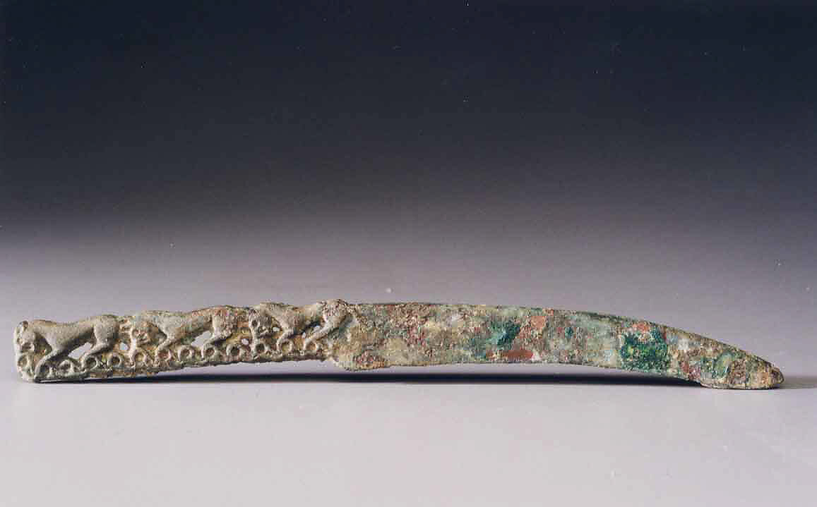 Knife with Zoomorphic Decoration, Bronze, Eastern Central Asia 