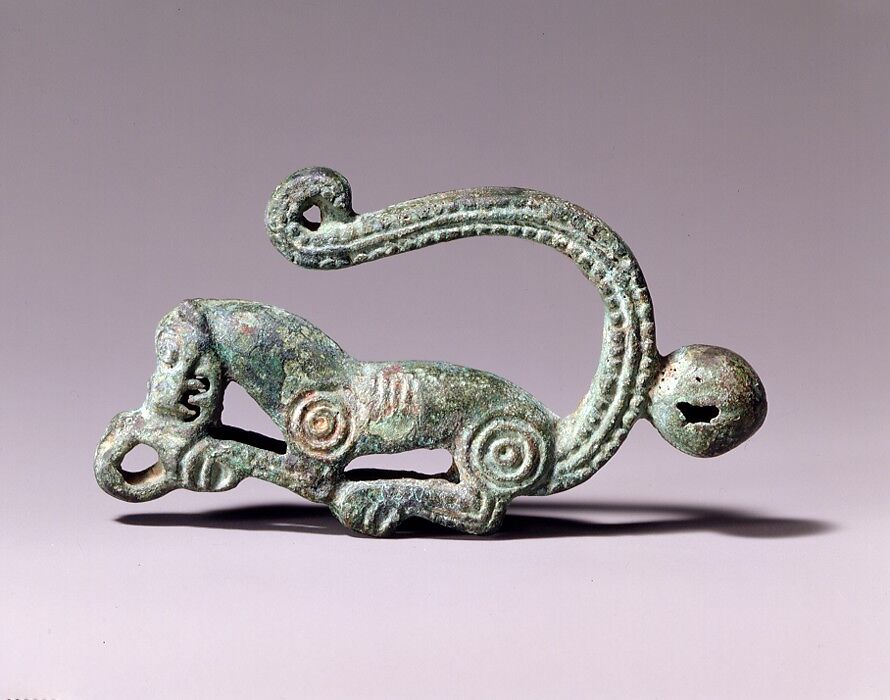Harness Ornament with a Crouching Tiger, Bronze, Northeast China 
