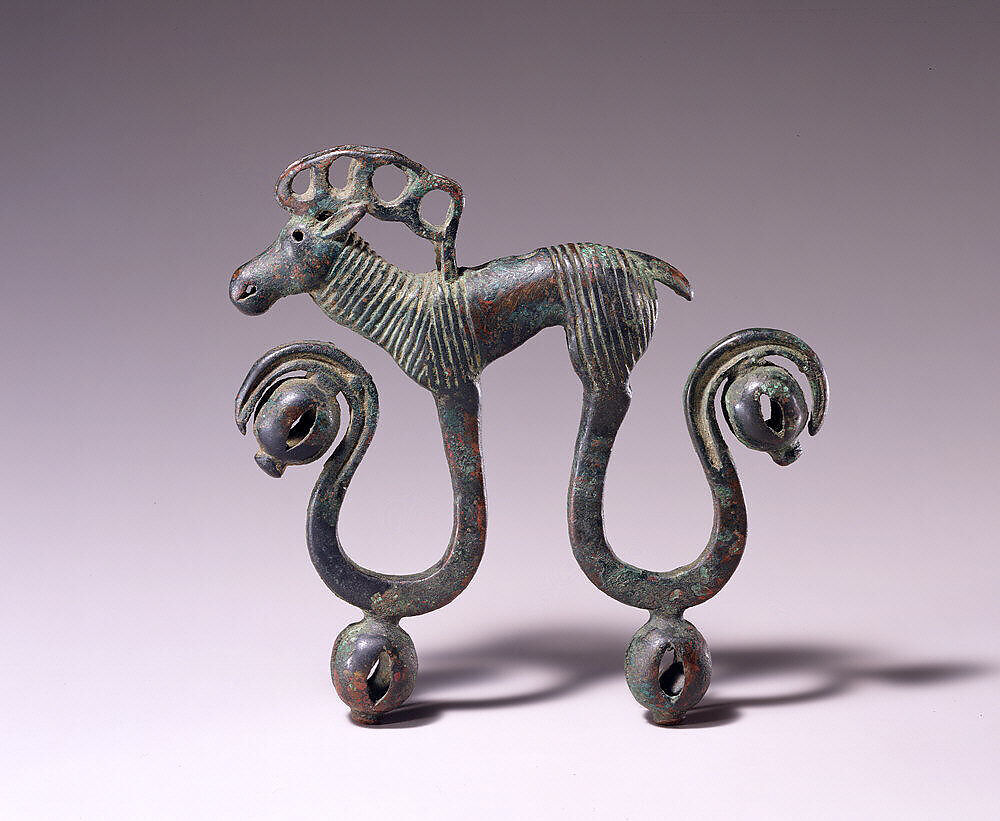 Harness Jingle with Stag, Bronze, Northeast China 