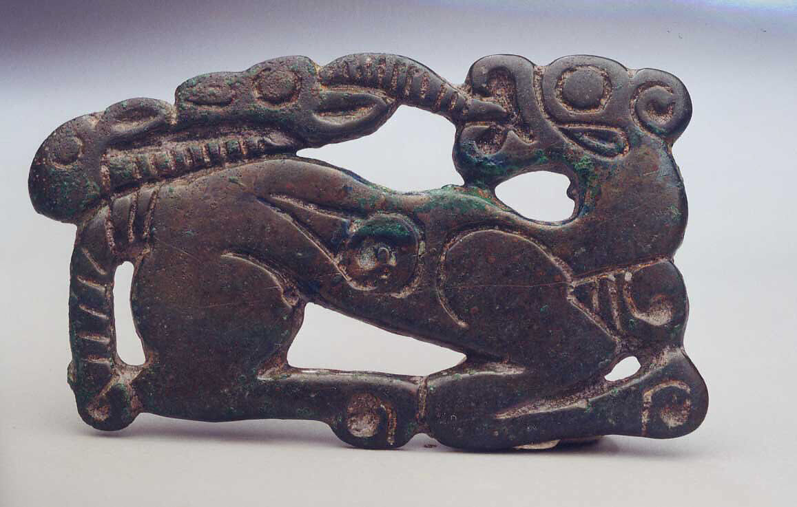 Belt Plaque in the Shape of a Recumbent Tiger, Bronze, North China and south-central Inner Mongolia 