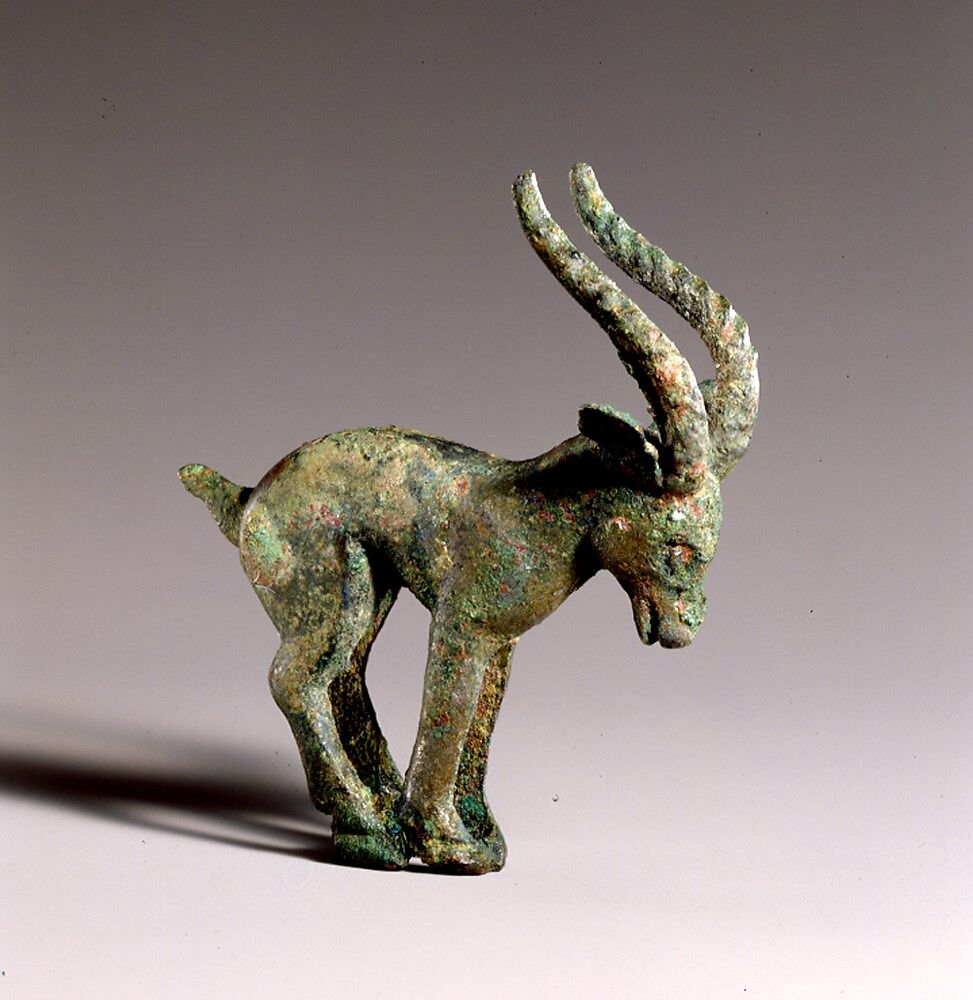 Finial Surmounted by a Gazelle, Bronze, Northwest China and southwestern Inner Mongolia 