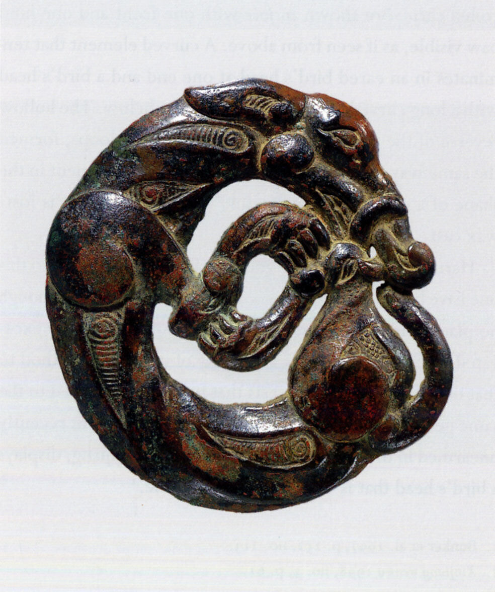 Harness Ornament in the Shape of a Coiled Wolf, Bronze, Northwest China 