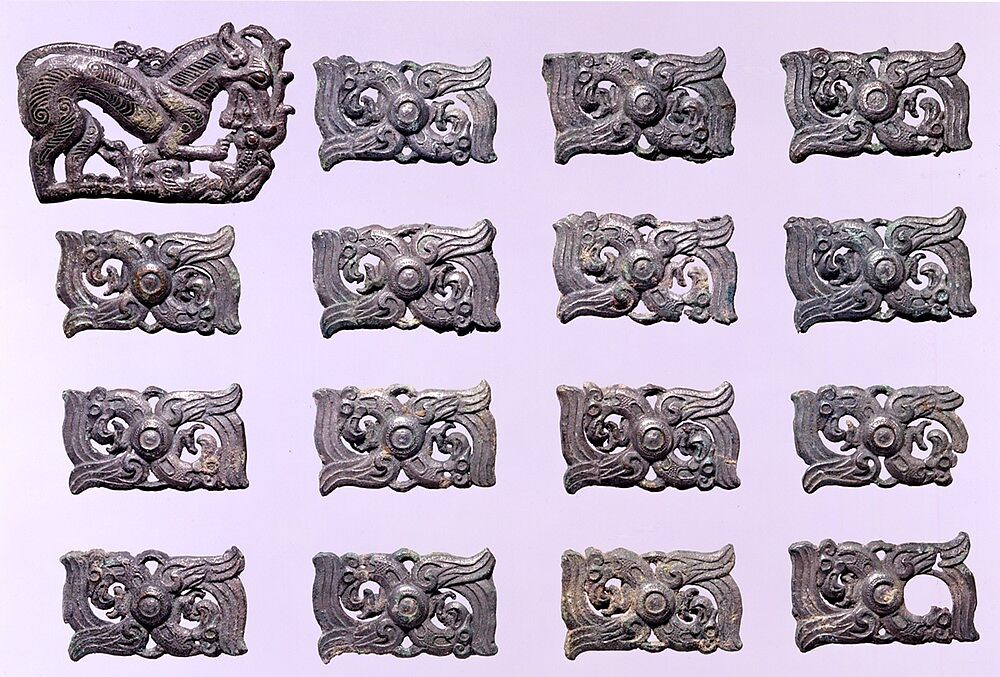Sixteen Belt Ornaments, Tinned bronze, Northwest China 