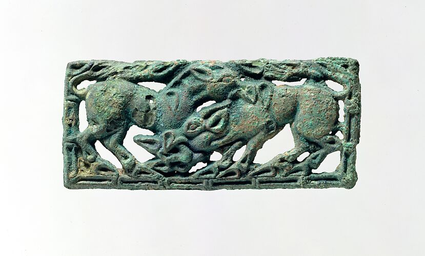 Belt Plaque with Fighting Stallions