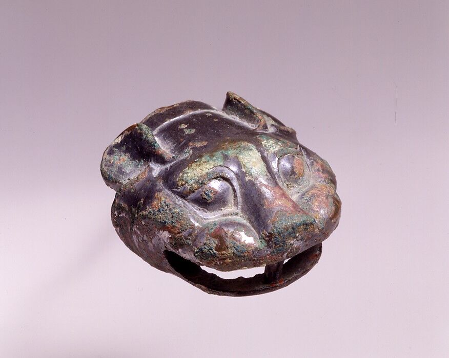 Finial in the Shape of a Tiger's Head, Tinned bronze, China 