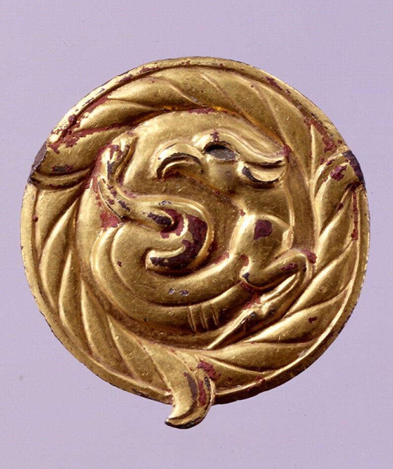 Ornament with Fantastic Creature, Gilded bronze, North China 