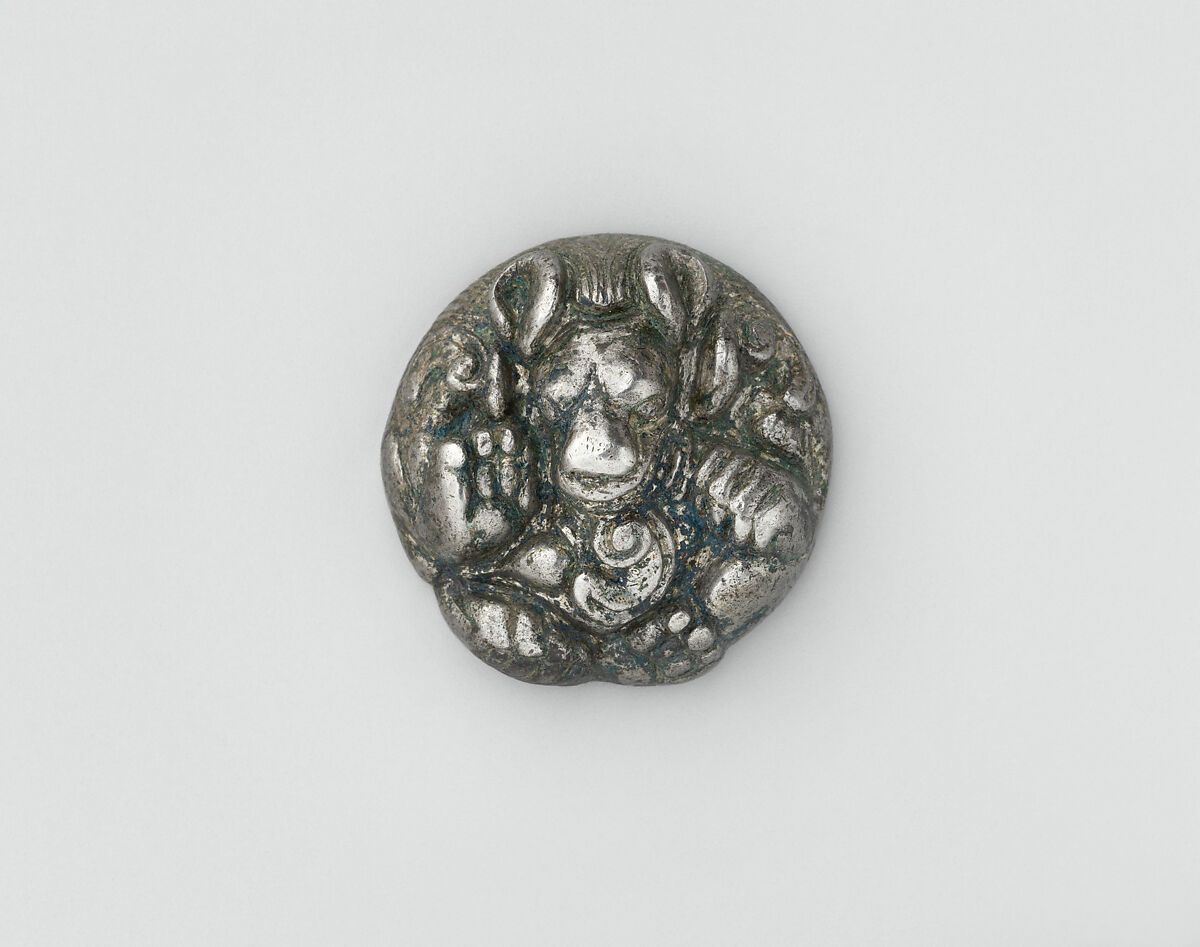Strap Crossing with Crouching Bear, Silver, North China