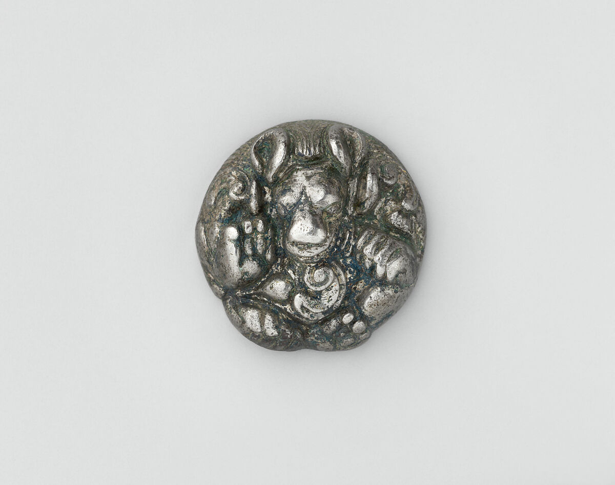 Strap Crossing with Crouching Bear, Silver, North China 