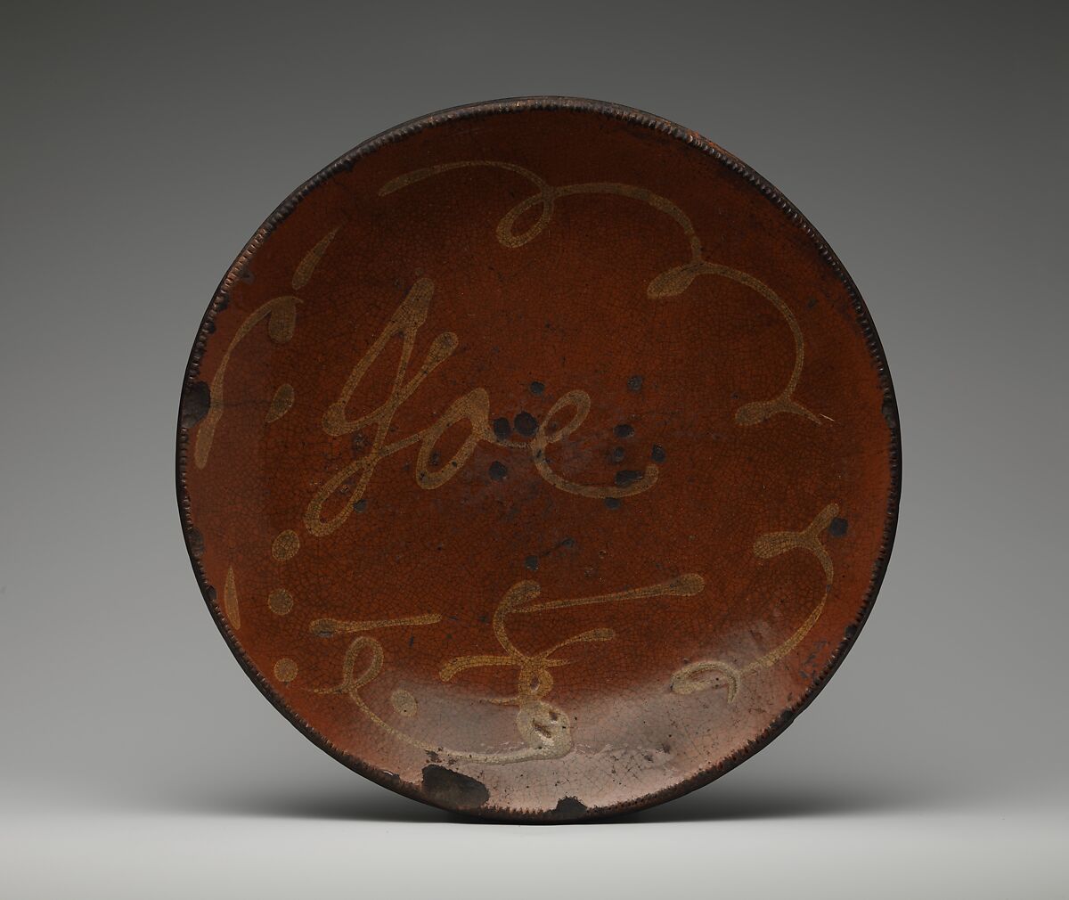Plate, Earthenware with slip decoration, American 