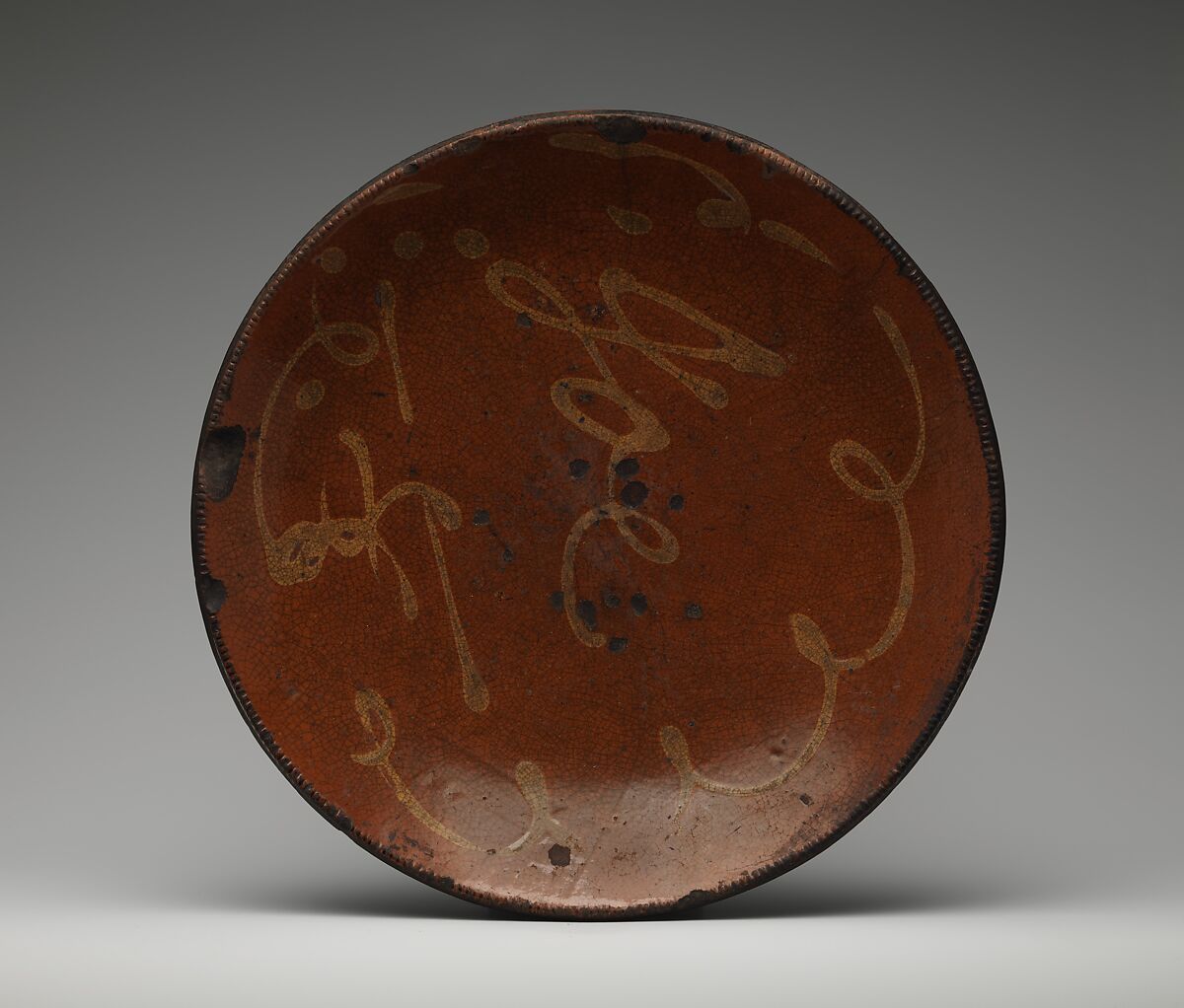 Plate, Earthenware with slip decoration, American
