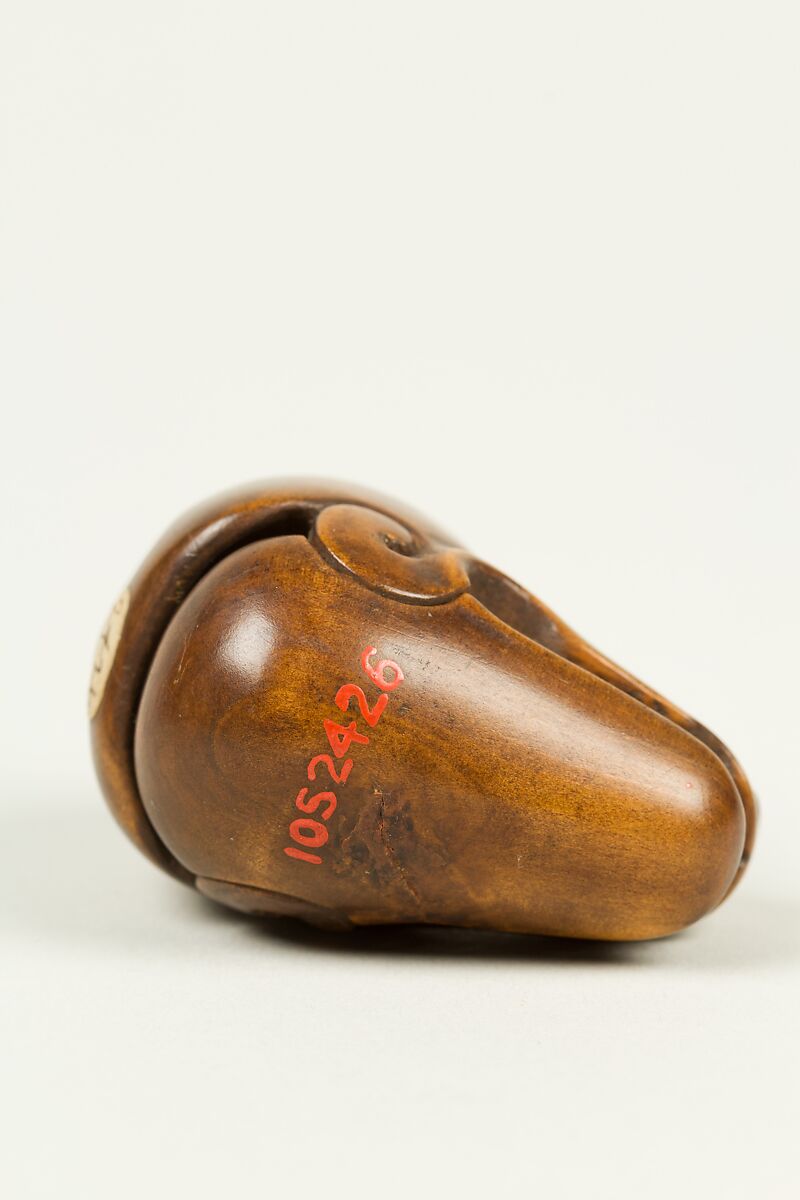 Netsuke of Kyōgen Mask;  Kitsune, Wood, Japan