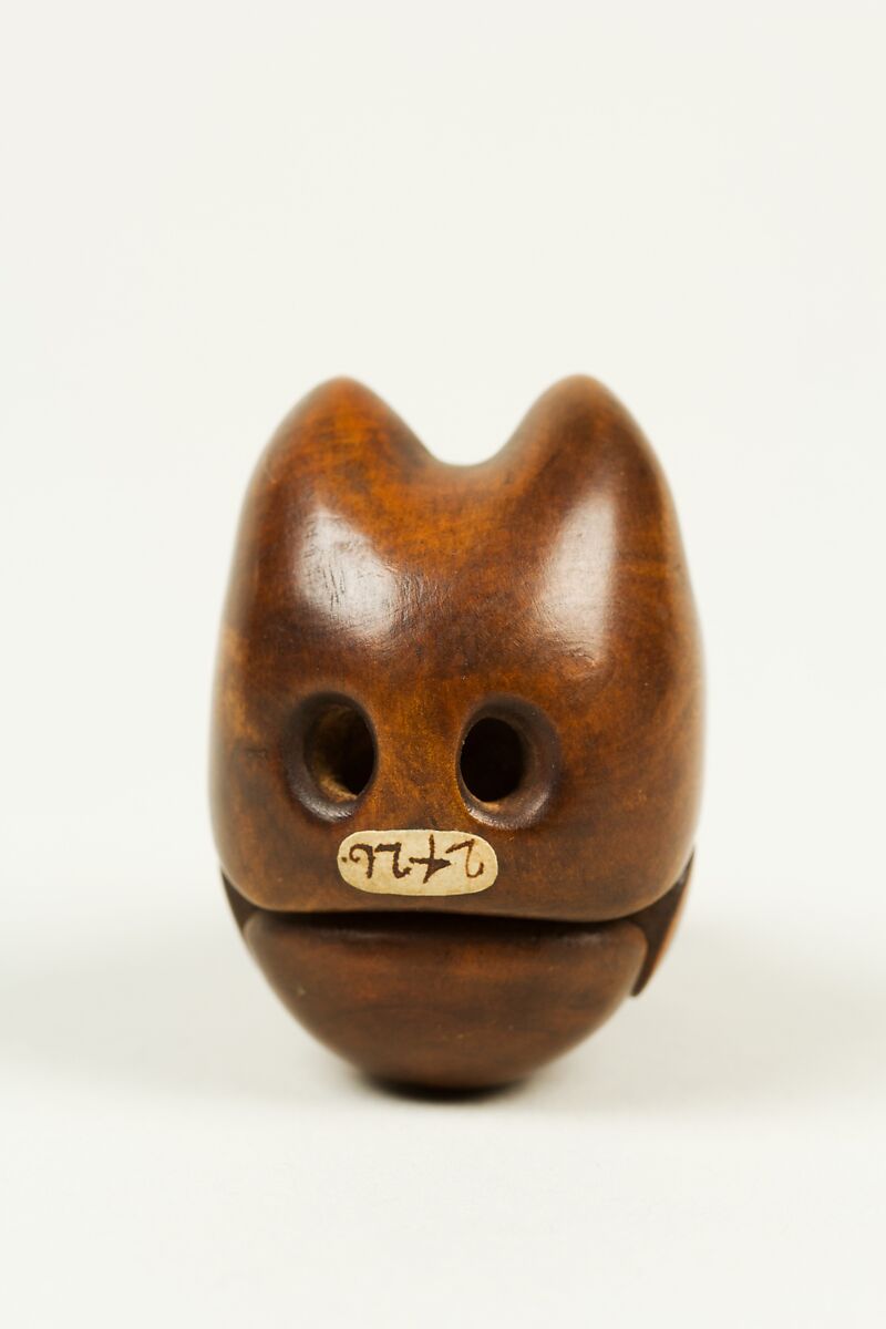 Netsuke of Kyōgen Mask;  Kitsune, Wood, Japan