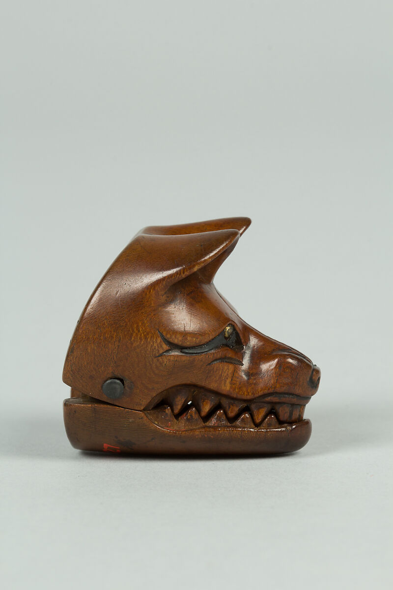 Netsuke of Fox Mask with Movable Jaw, Wood, Japan