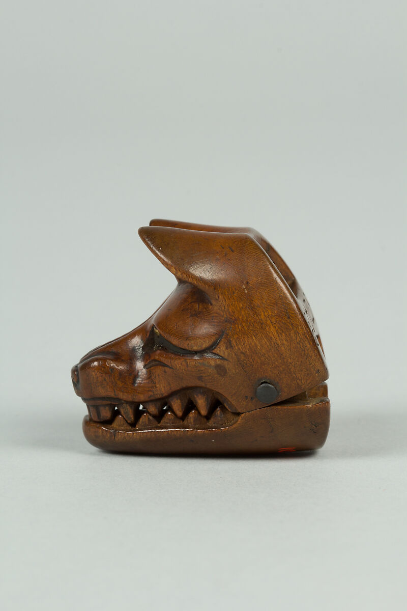 Netsuke of Fox Mask with Movable Jaw, Wood, Japan