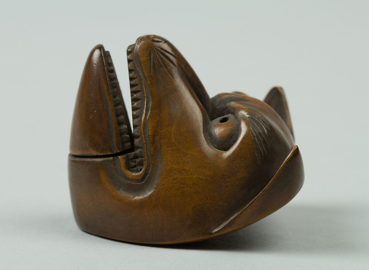 Netsuke of Animal Face Mask, Wood, Japan