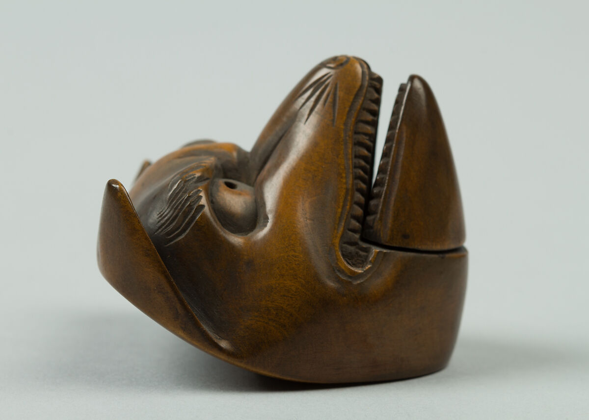Netsuke of Animal Face Mask, Wood, Japan