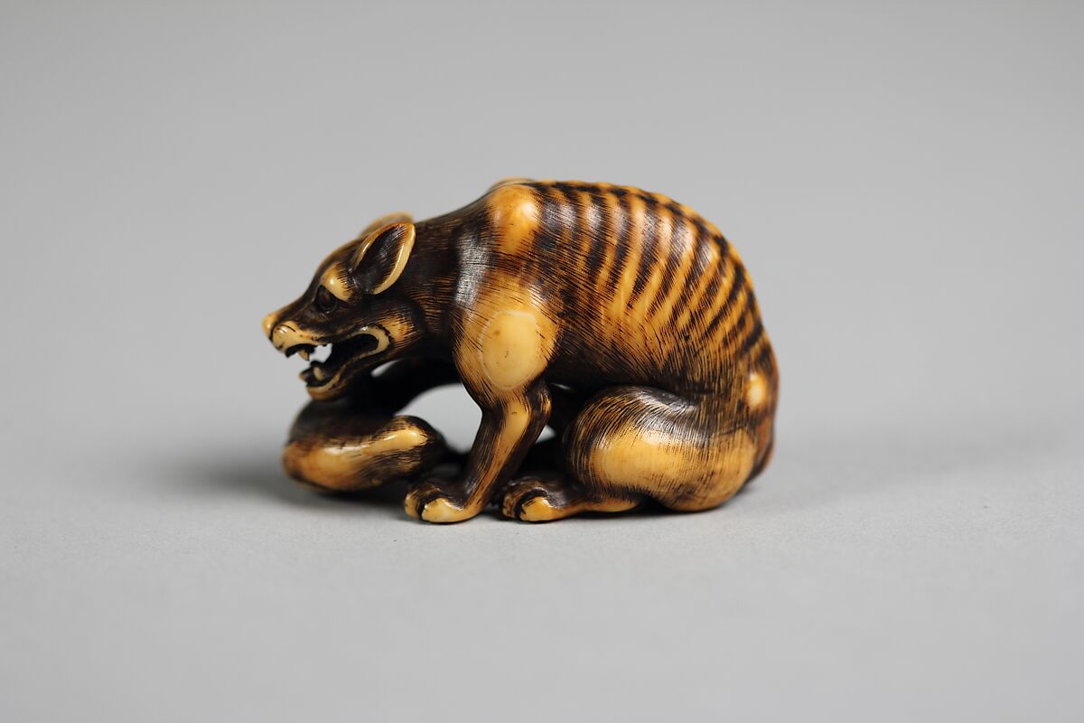 Wolf, Tomotada (Japanese, active late 18th–early 19th century), Carved ivory, Japan 