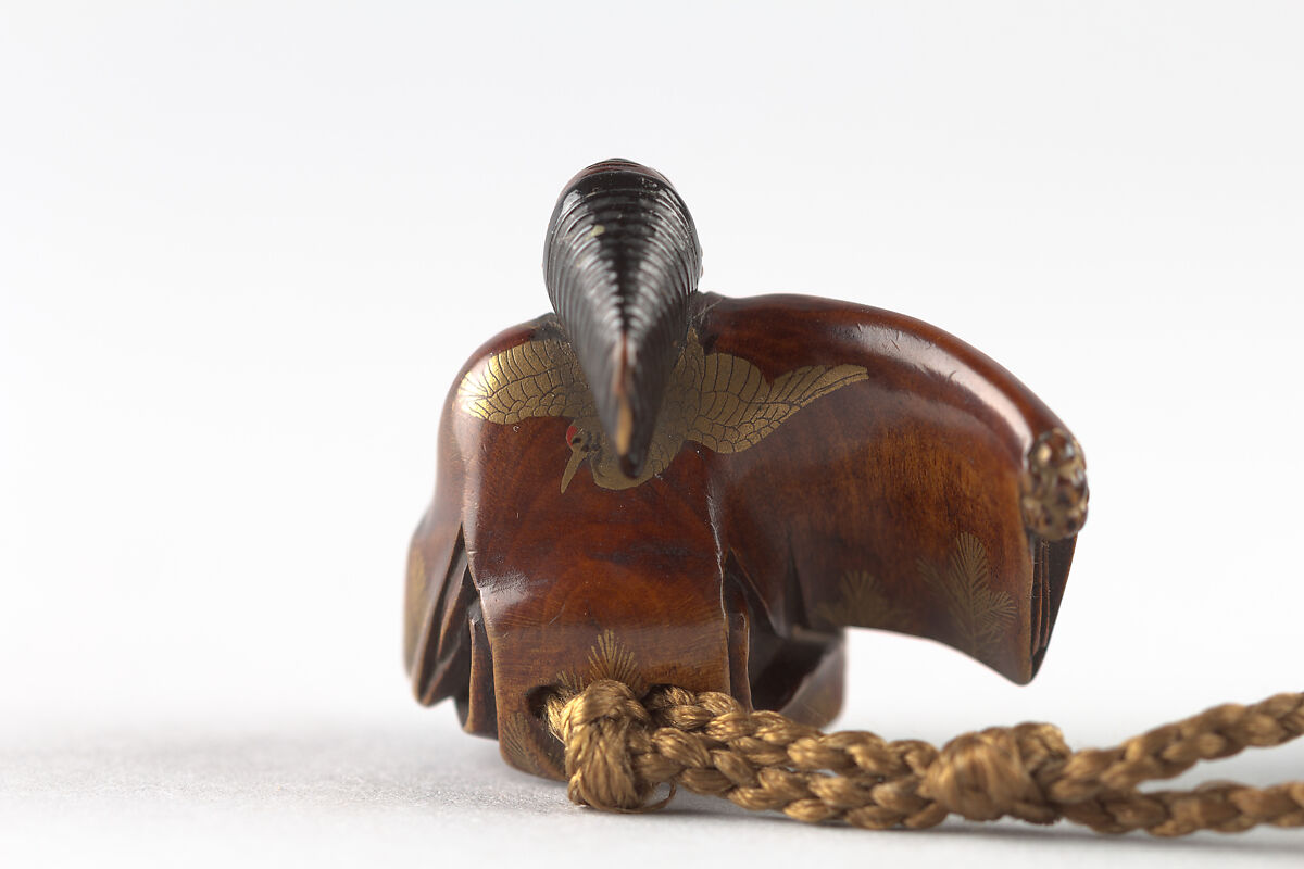Netsuke of Sambaso Dancer with Bells and Fan, Lacquered wood, Japan