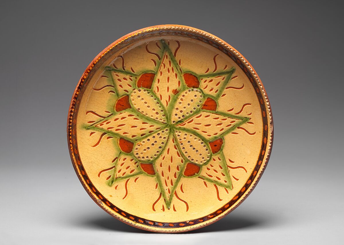 Plate, Attributed to Solomon Grimm (1787–1847), Earthenware; Redware, American 
