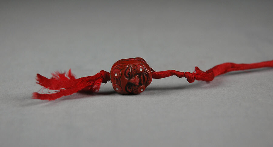 Pair of Ojime, Lacquer, glass, silk, Japan