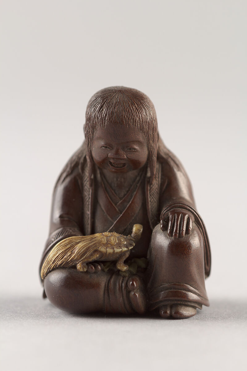 Netsuke: probably Illustrating Legend of Urashima Taro., Tokoku, Wood, ivory, jade, Japan 