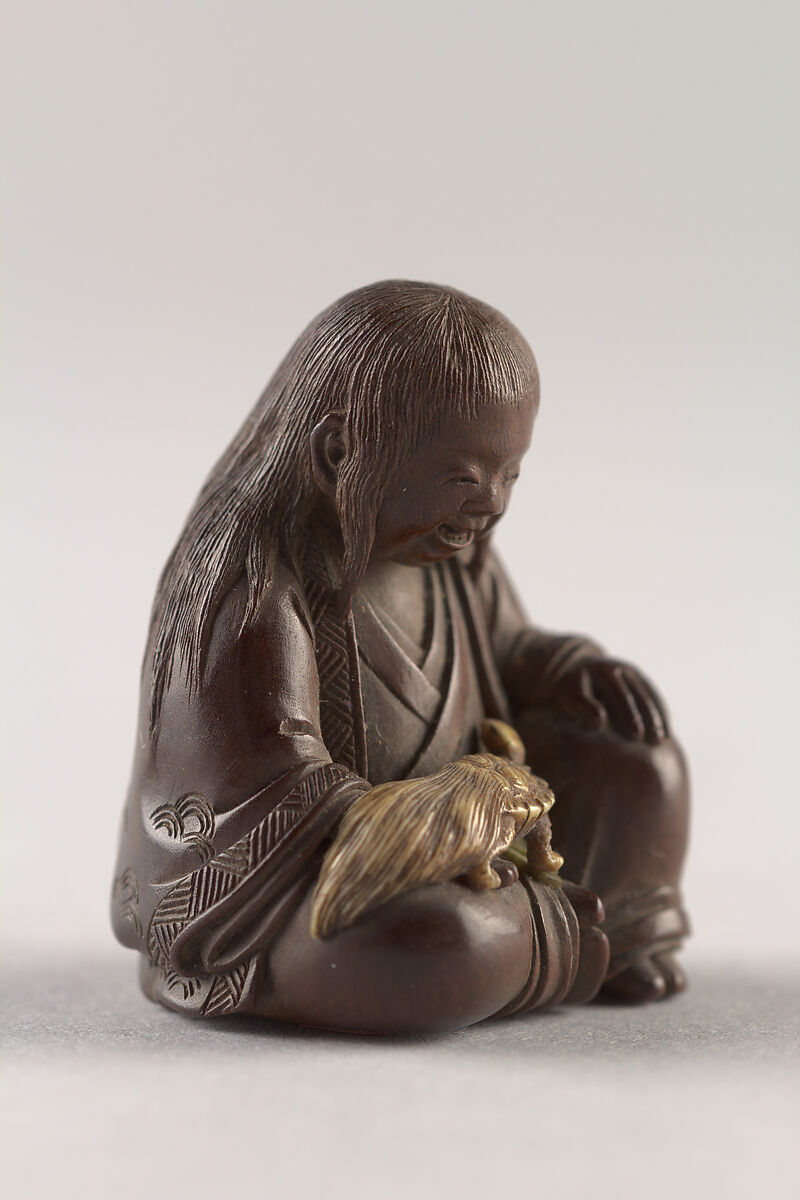 Netsuke: probably Illustrating Legend of Urashima Taro., Tokoku, Wood, ivory, jade, Japan