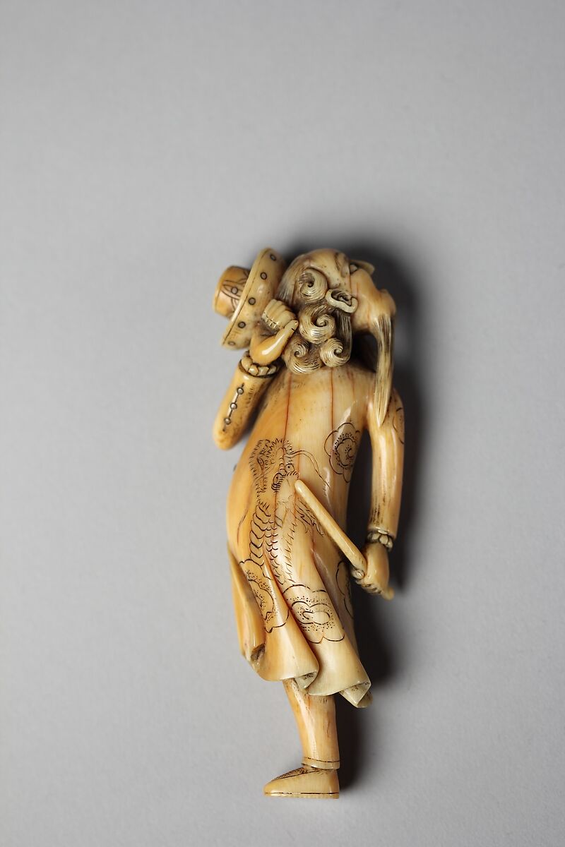 Netsuke of Standing Foreigner (Nanbanjin), Ivory, Japan 