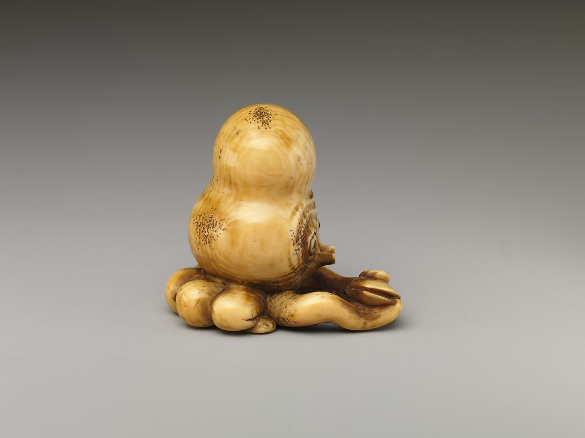 Netsuke of Octopus Holding Clam, Ivory, Japan