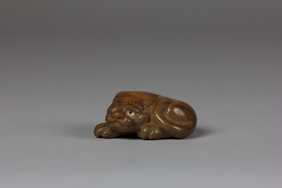 Netsuke of Recumbent Tiger, Boxwood, Japan