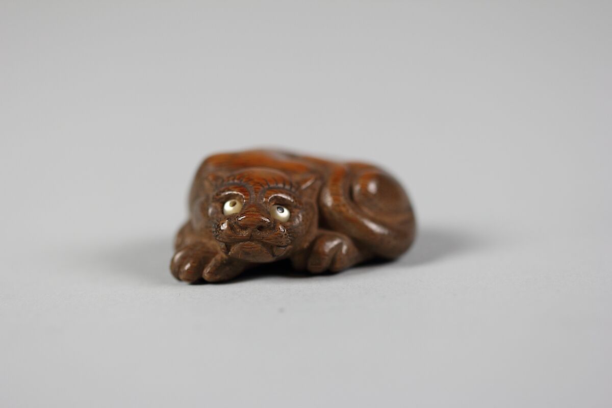 Netsuke of Recumbent Tiger, Boxwood, Japan 