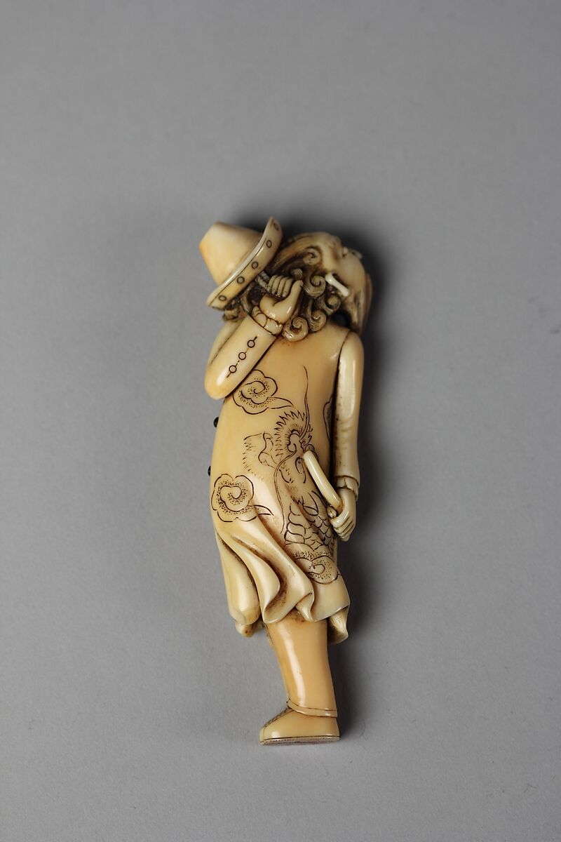 Netsuke of Standing Foreigner (Nanbanjin);, Ivory, Japan 