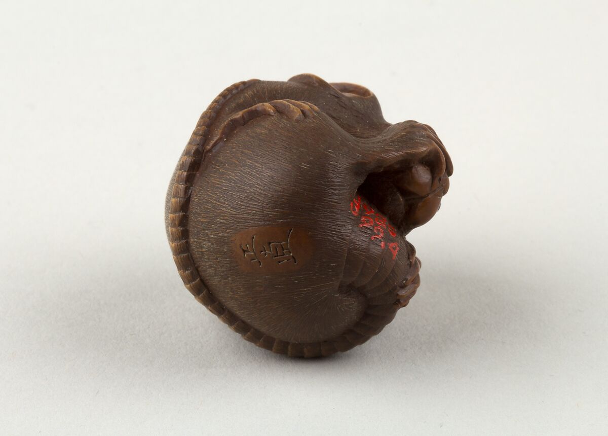 Netsuke of a Rat Curled into a Ball, Masanao, Wood, Japan